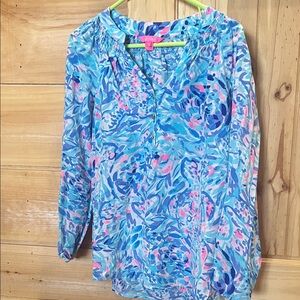Lilly Pulitzer Vibrant Blue and Pink Blouse